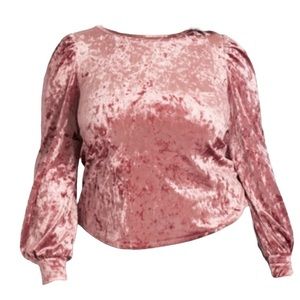 Velour Puff Sleeve Blouse